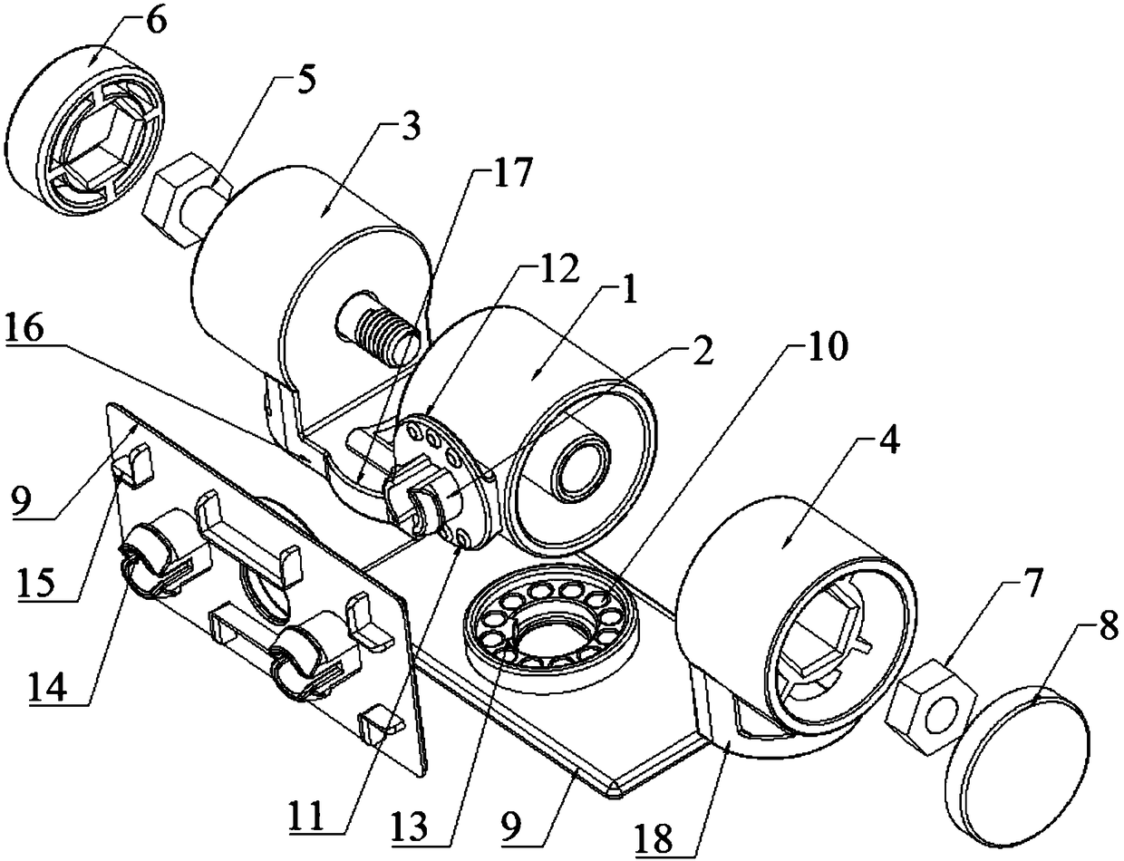 Three-way rotating shaft structure based on modularization