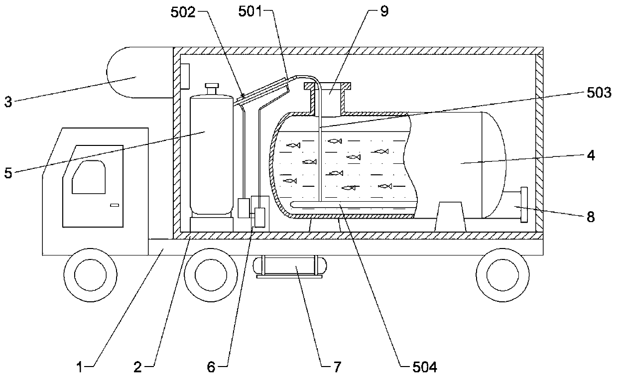 Liquid oxygen pot icing preventing device and method used for cold-chain transportation of live fishes