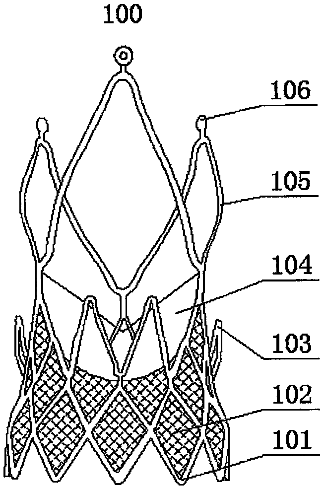 Aortic valve device conveyed by catheter