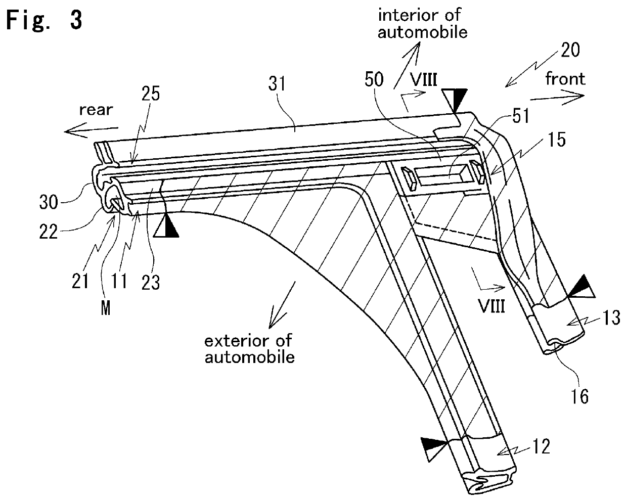 Corner part structure of glass run