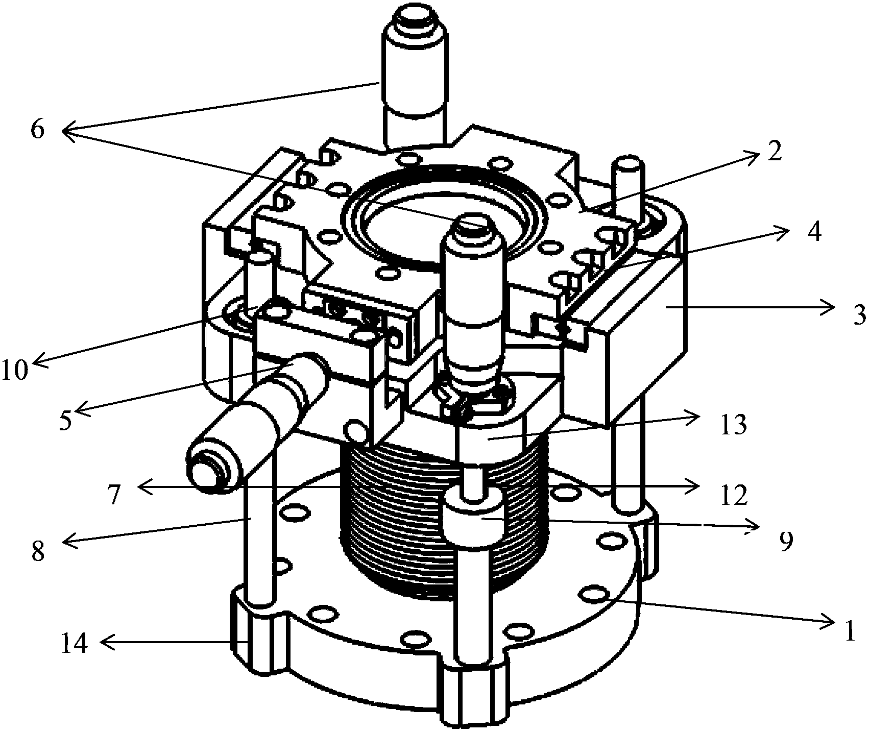 Vacuum precise displacement device
