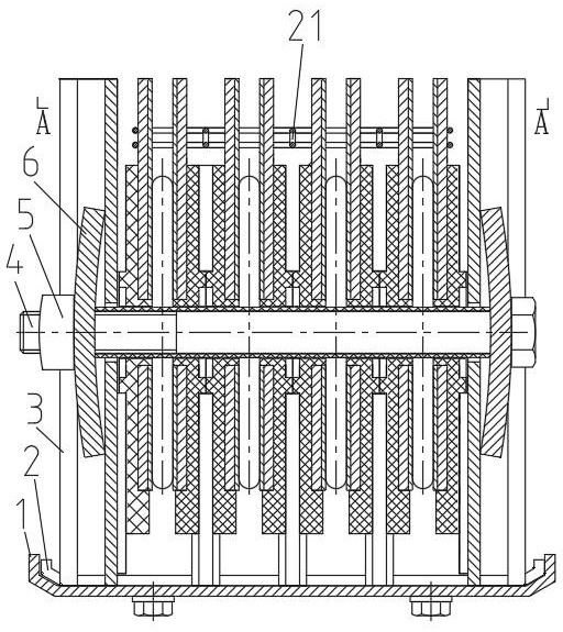 A dense busway connector socket structure with integral elastic limit structure