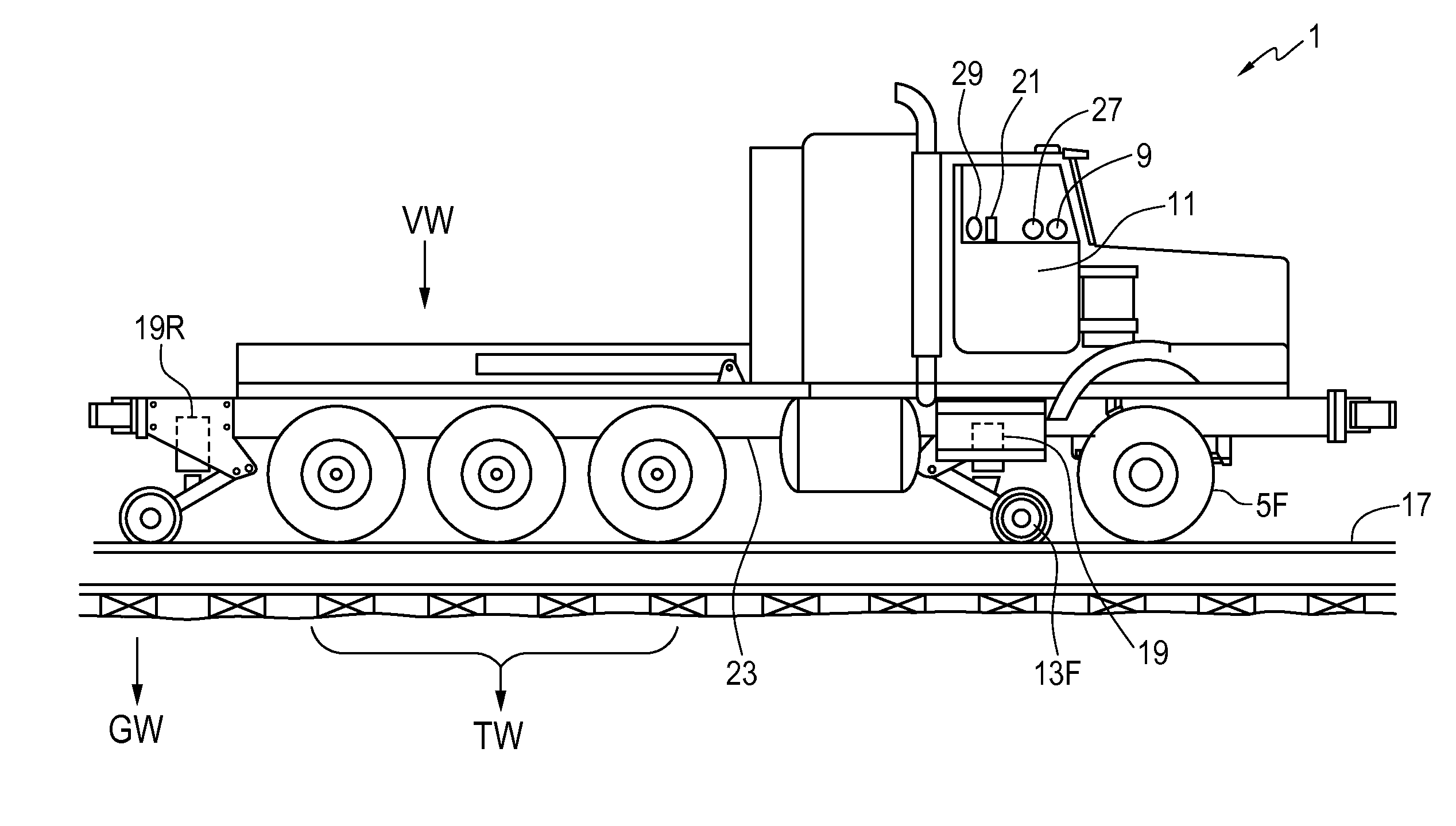 Road/Rail Vehicle with Tractive Weight Control