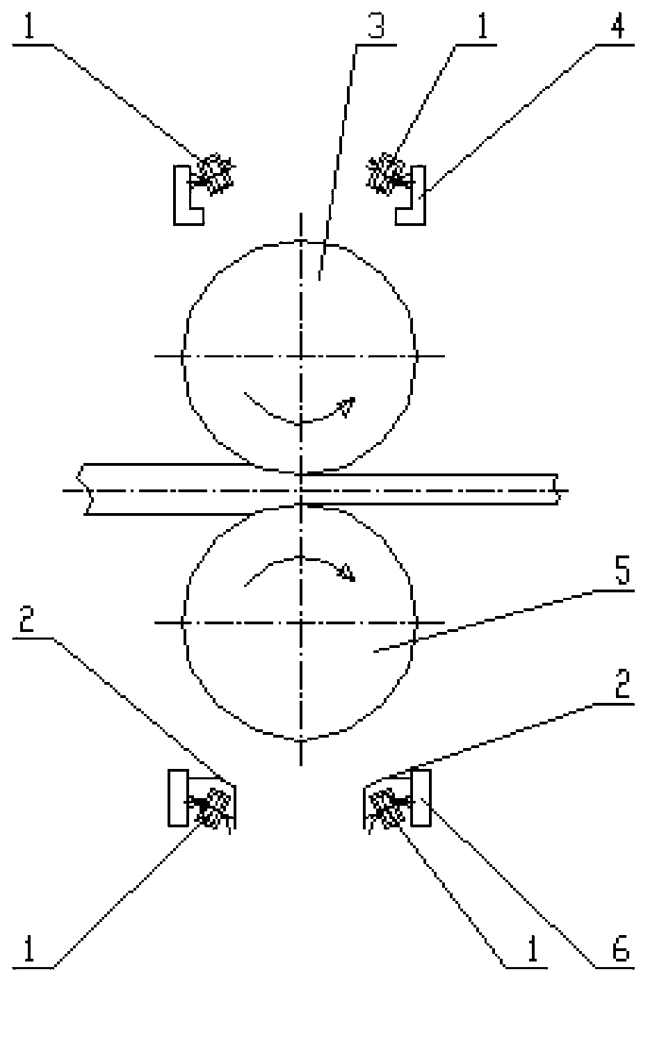 On-line temperature measuring device for surfaces of rolls of strip rolling mill and testing method of on-line temperature measuring device