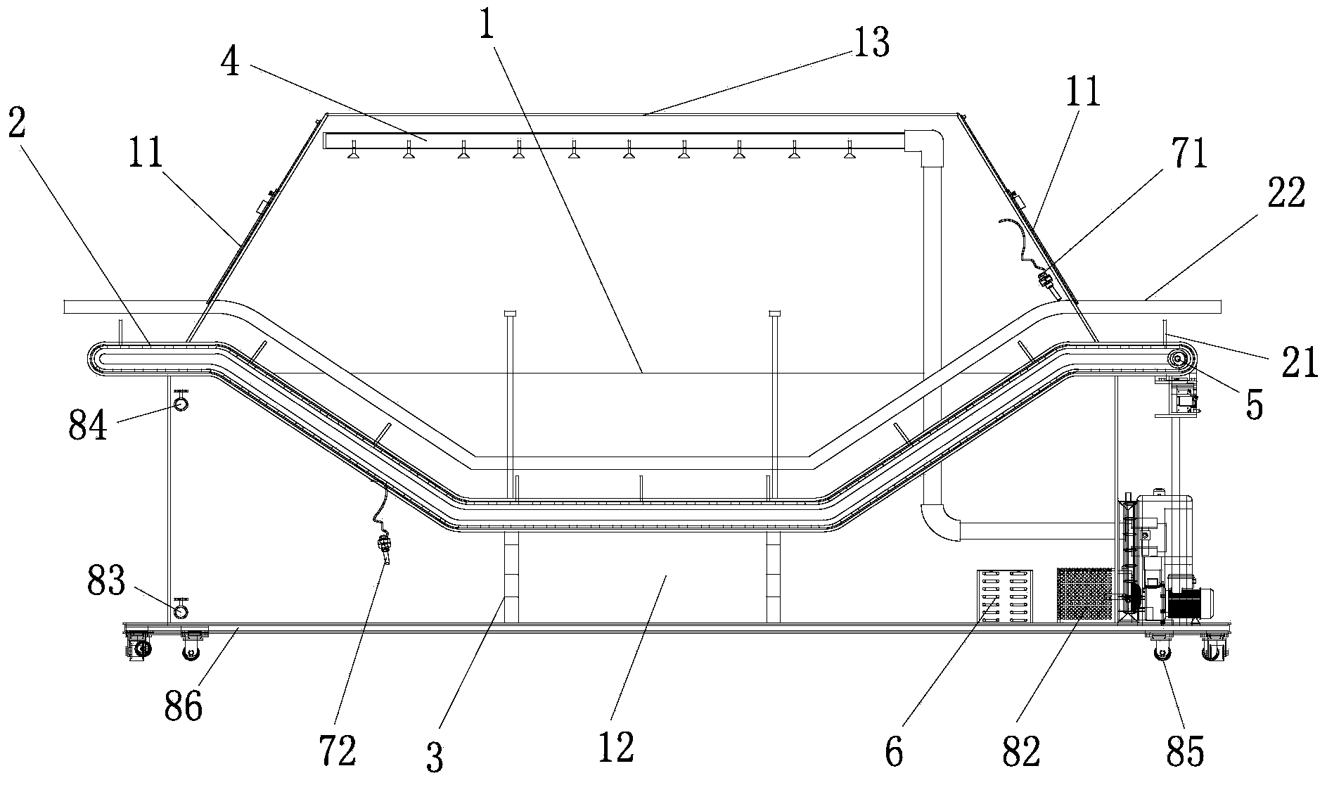 Immersion spraying composite fruit-vegetable pre-cooling device