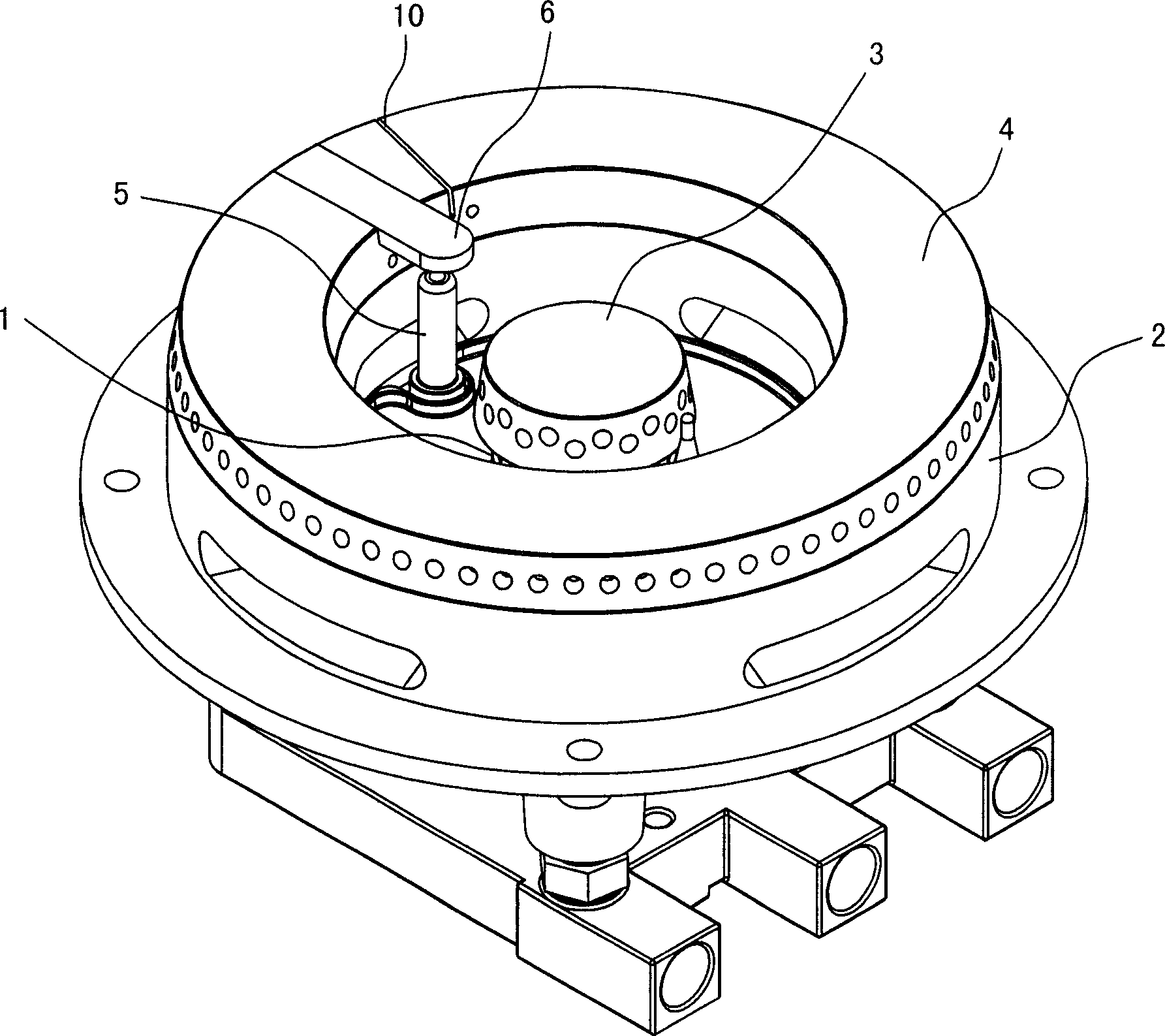 Burner with ignition needle protection structure