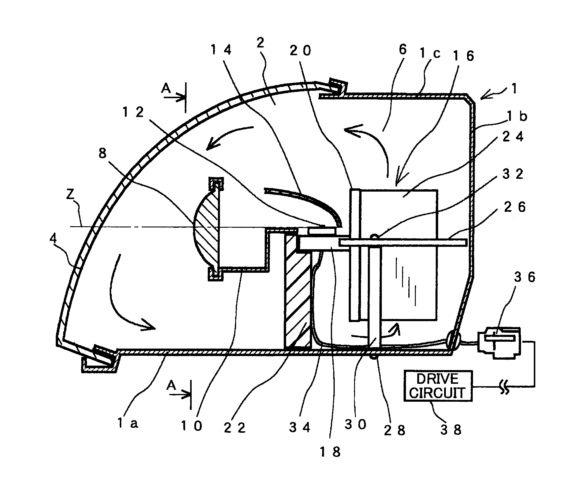 Vehicle headlamp assembly with convection airflow controlling plate