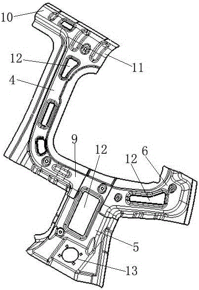 Automobile rear side window area reinforcing structure and automobile