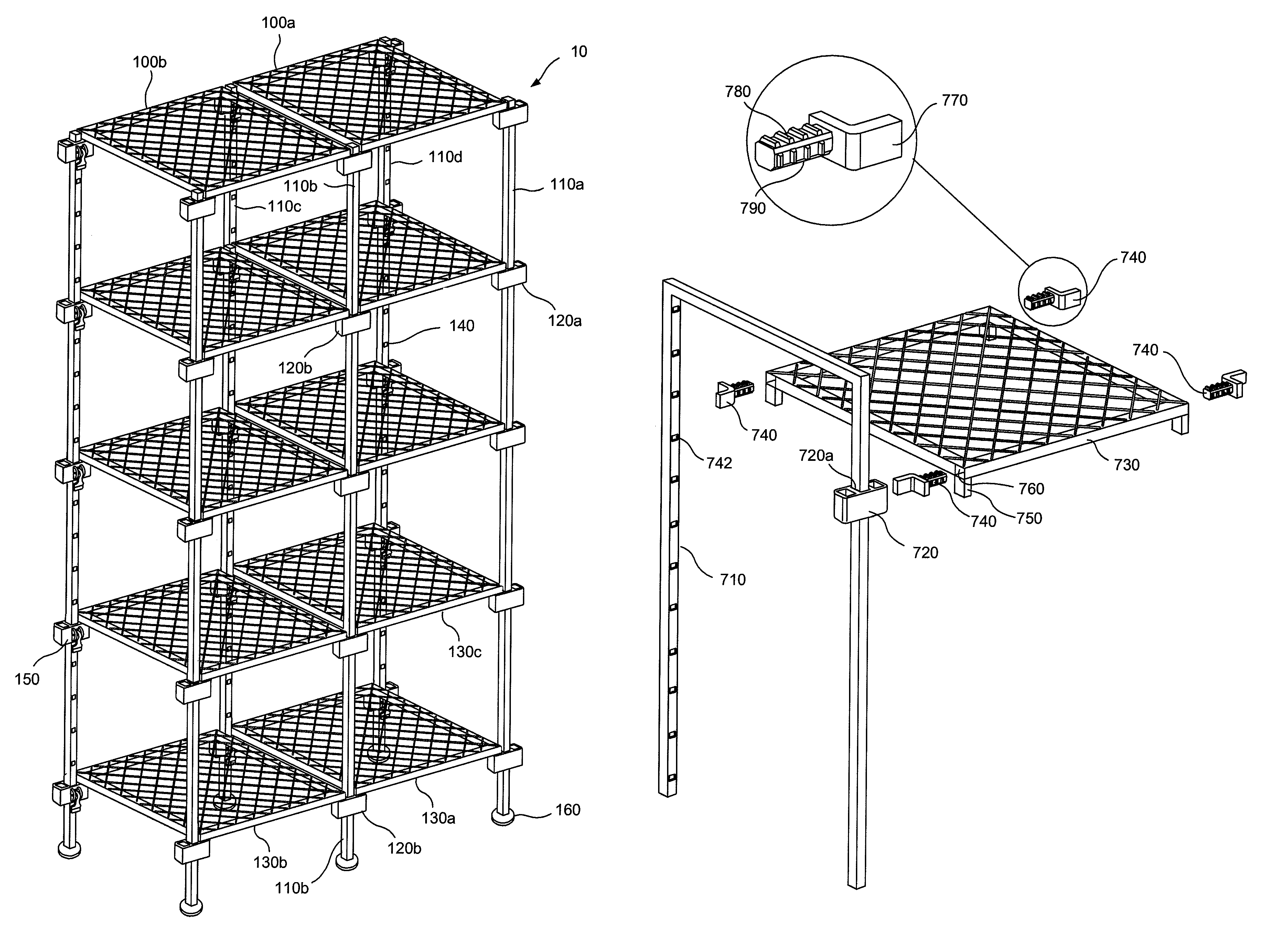 Shelving system with stabilizing brackets and method of assembly