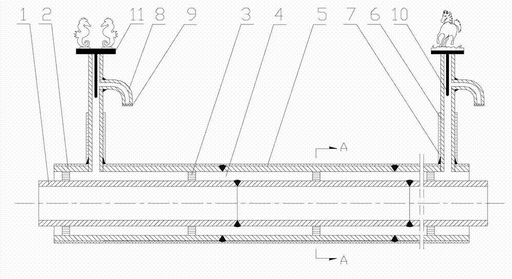 Dual-layer pipe wall composite-type gas pipeline and leakage monitoring method