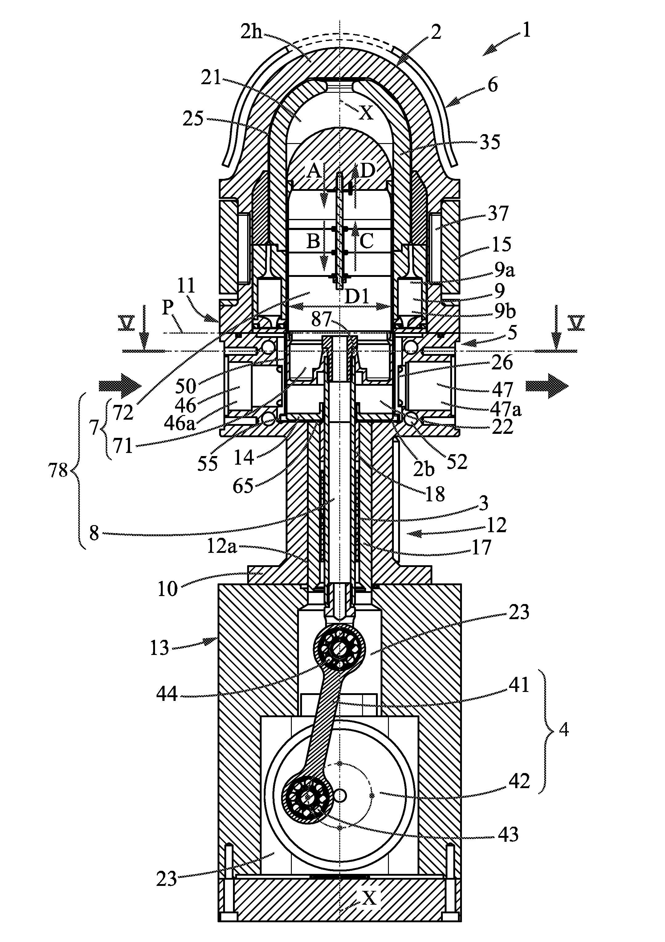 Device for thermal compression of a gaseous fluid