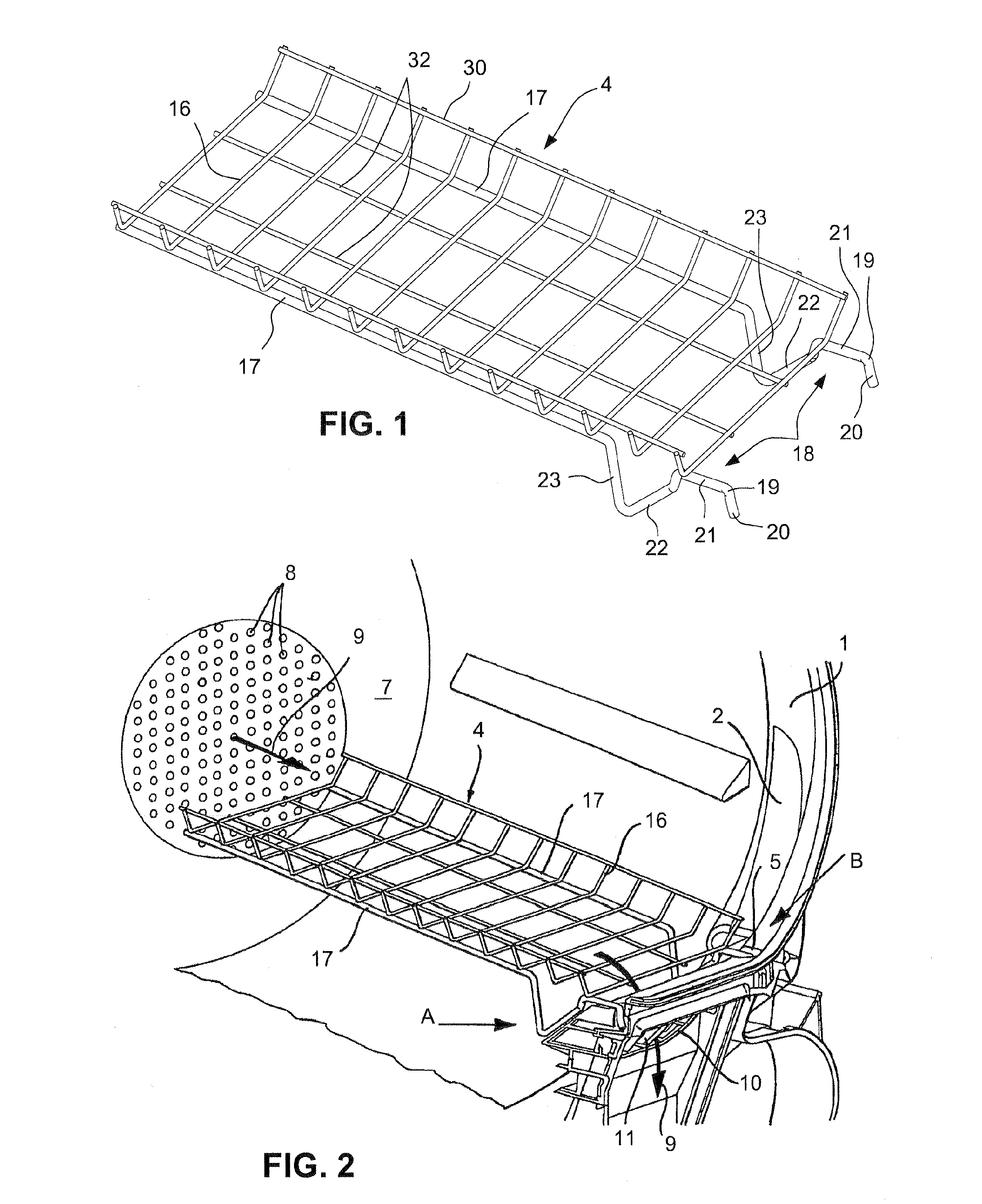 Appliance with a support rack having a plurality of support elements