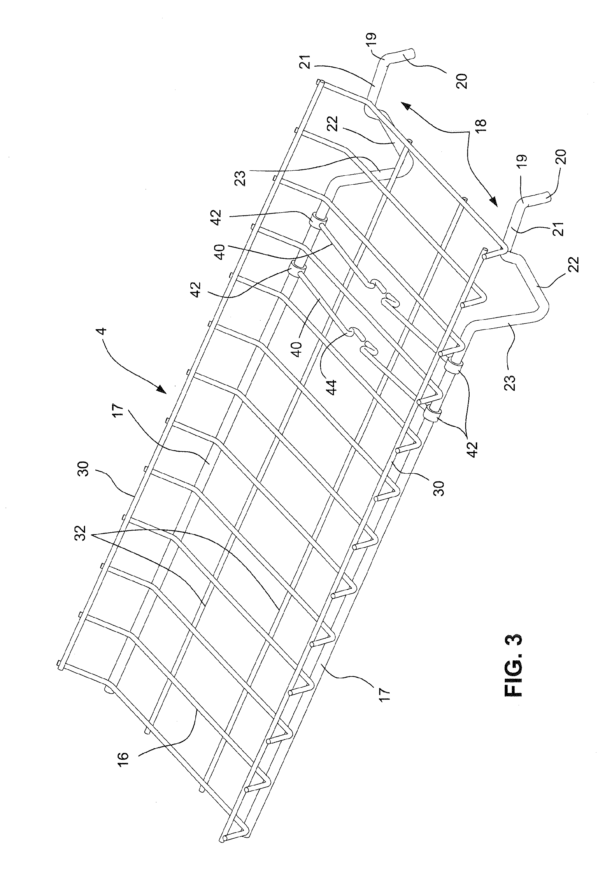 Appliance with a support rack having a plurality of support elements
