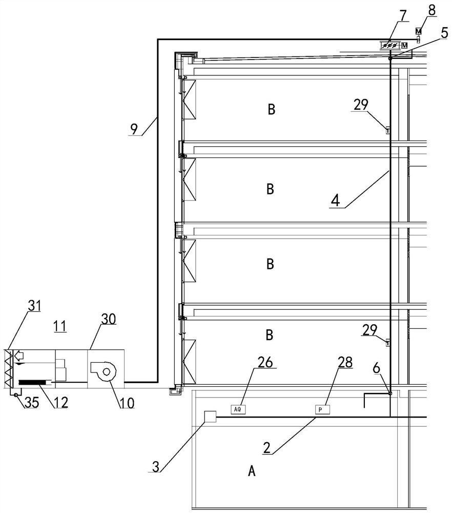 Exhaust aeration disinfection and sterilization system and method for high-pollution building space