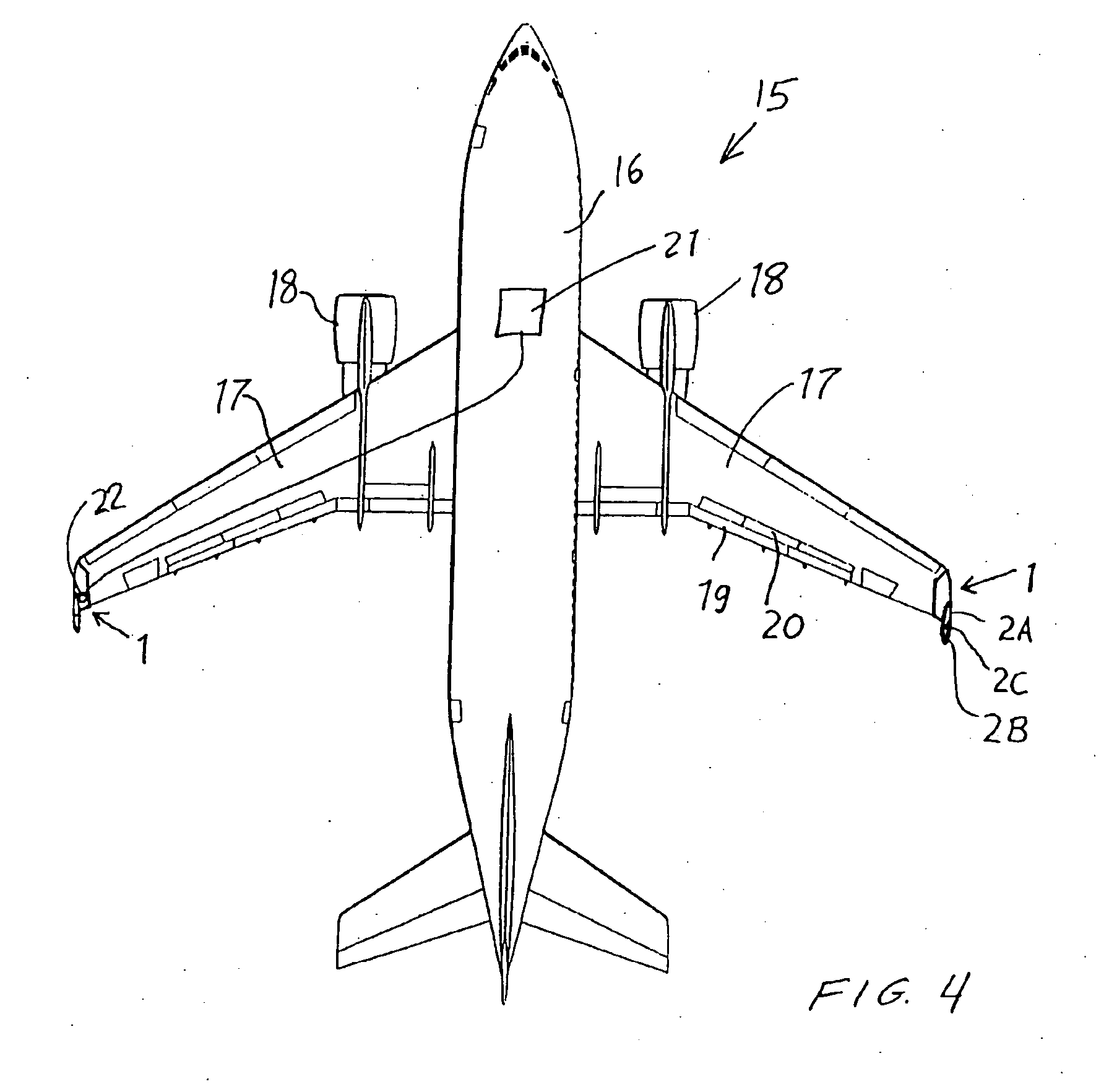 Aerodynamic component for controlling a landing guide path of an aircraft