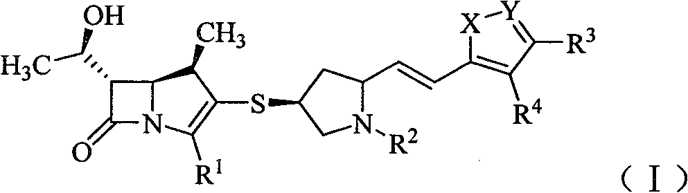 Penem derivates containing sulfhydryl pyrrolidine vinyl heterocycle