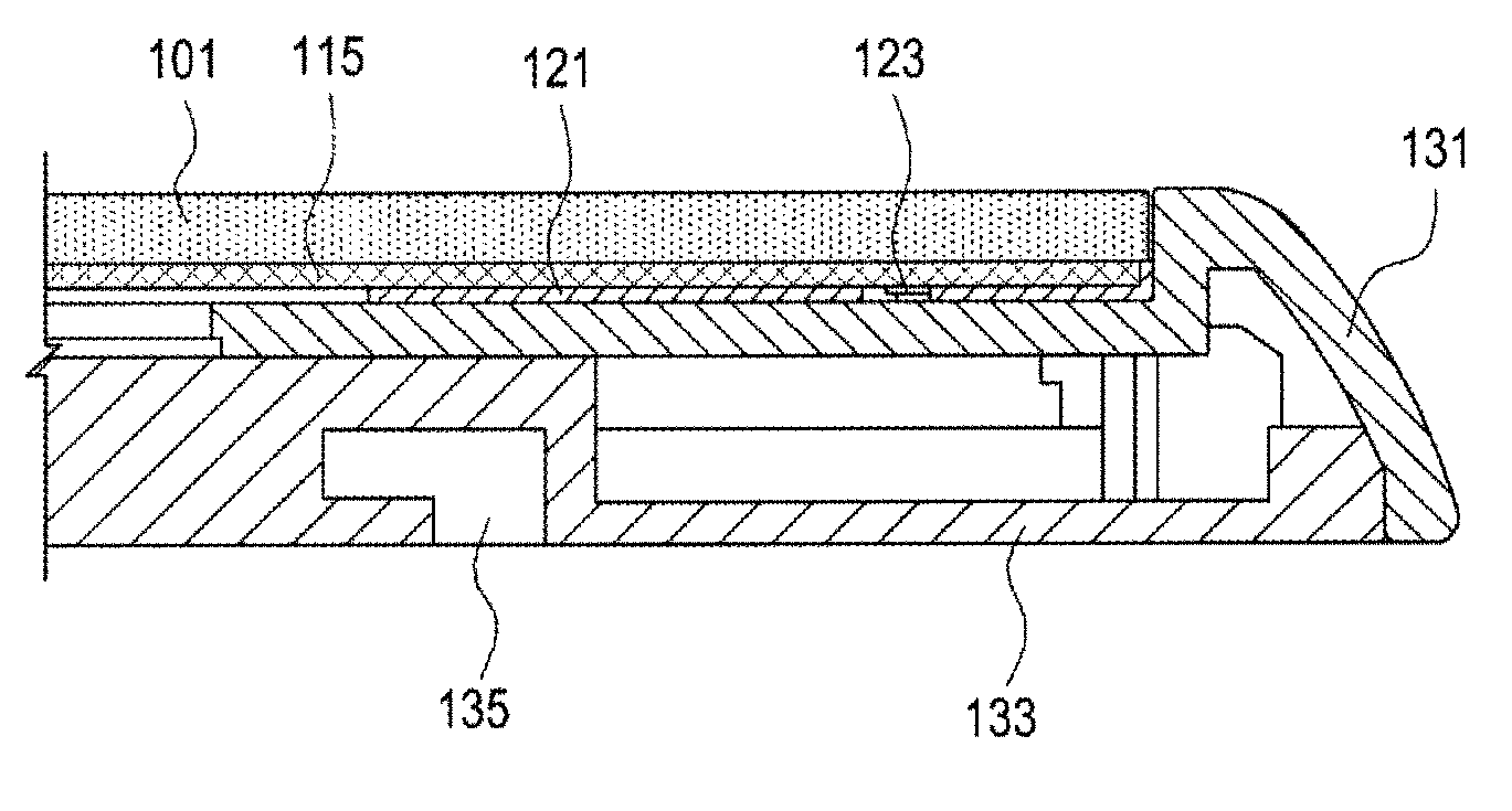 Touch screen device for a portable terminal