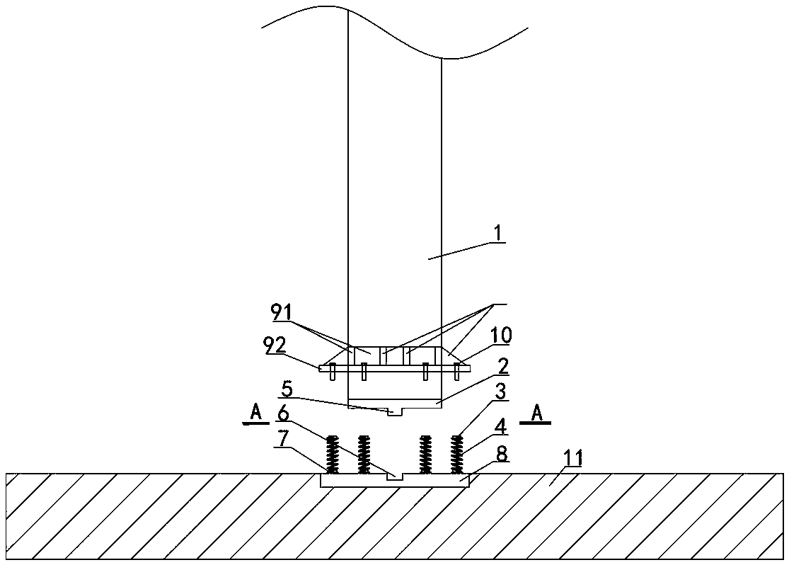 Non-damage stiffness-adjustable prefabricated frame column foot connection structure and construction method thereof