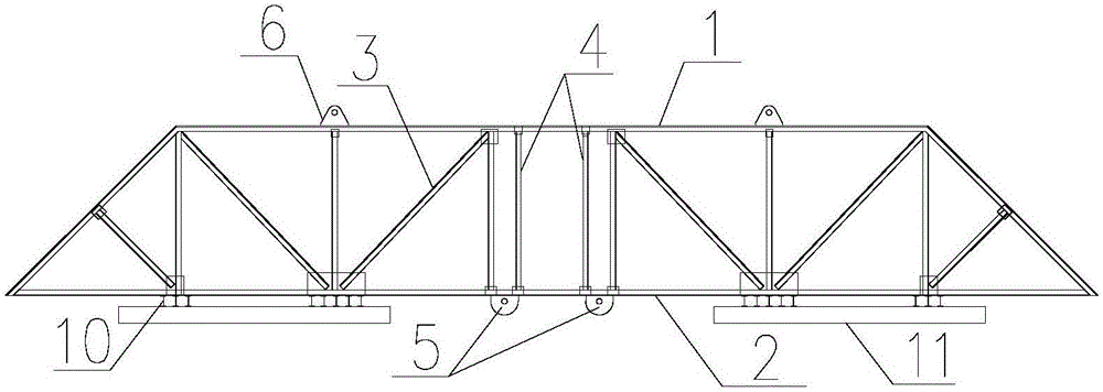 Fabricated prestressing device and method for high pier scaffoldings