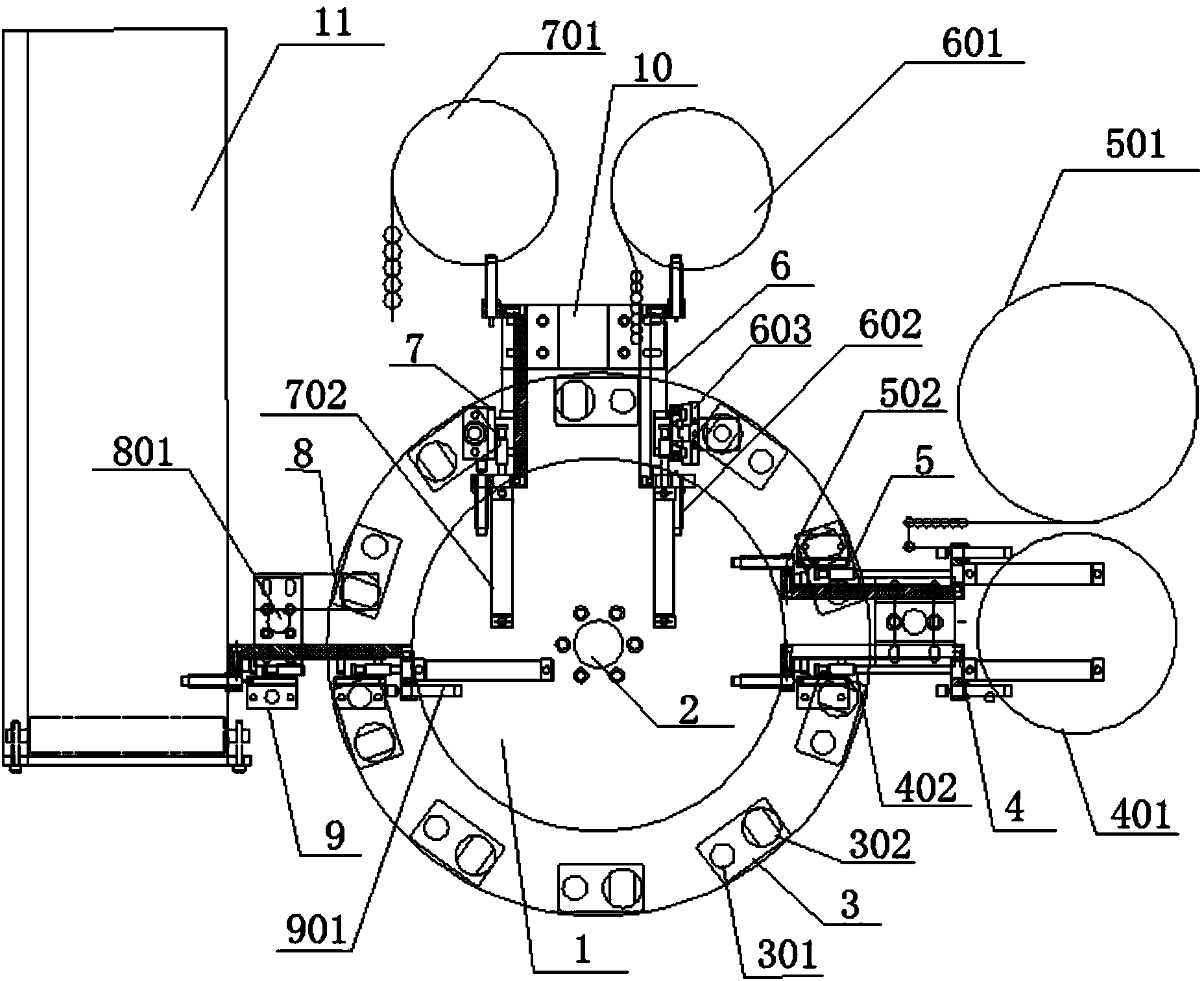 Vice machine of multi-station rotary ball valve assembly machine