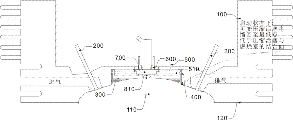 Air cylinder head variable in compression ratio