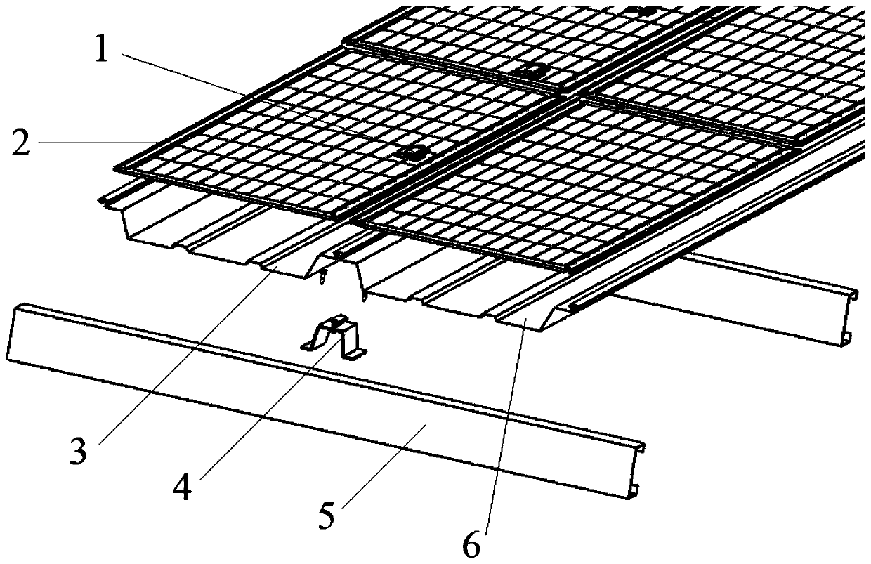 Roof photovoltaic building integrated system and rapid installing clamp