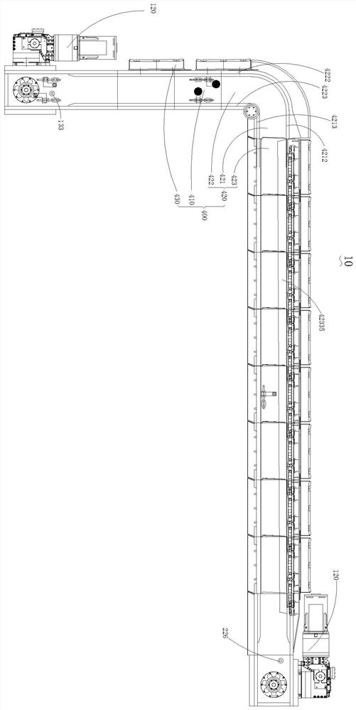 Bottom-chain-free right-angle scraper conveyor for mining