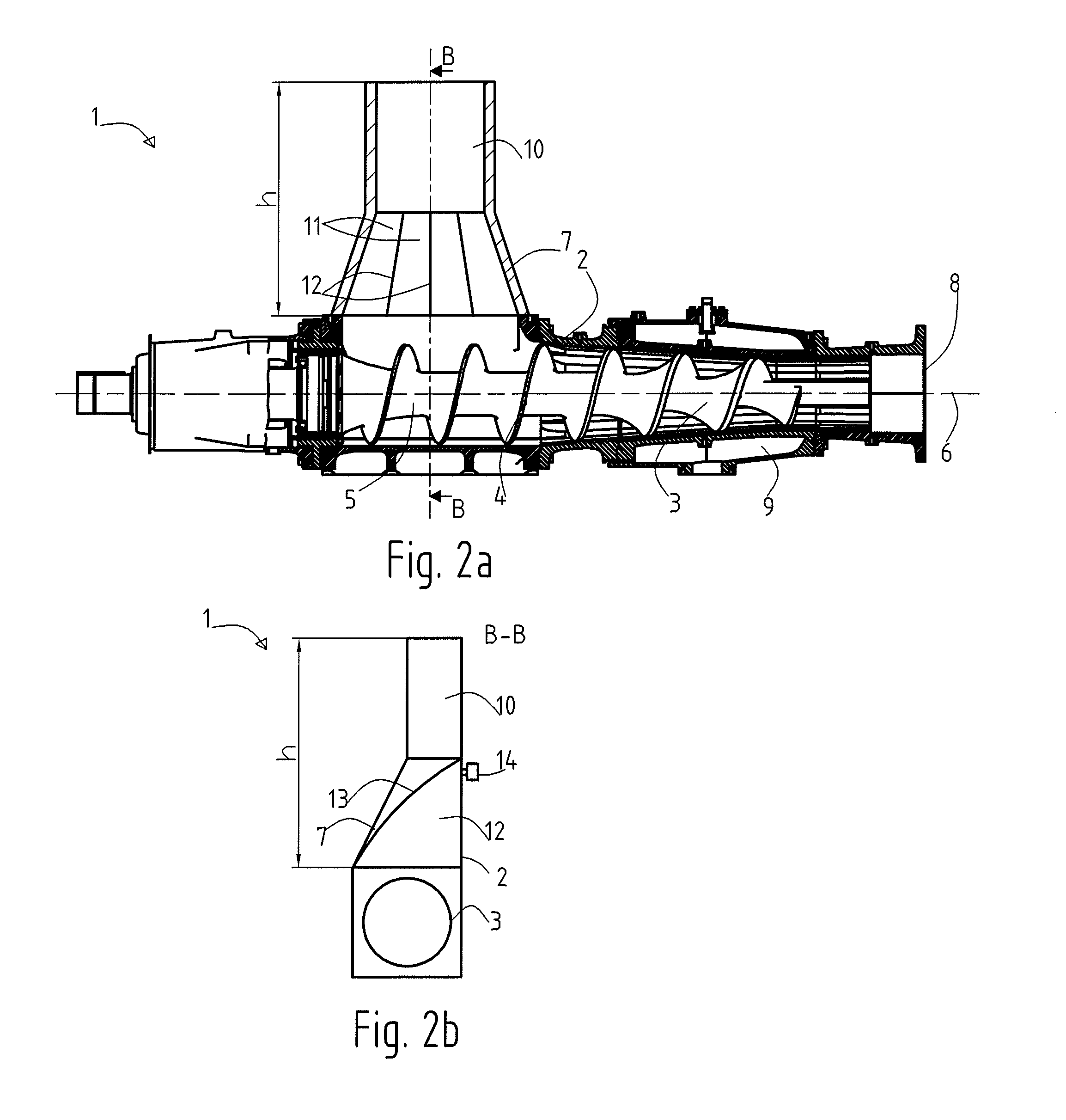 Screw conveyor for lignocellulose-containing material