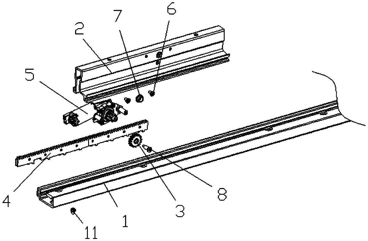Asymmetric long-distance aluminum alloy electric sliding rail with avoidance position