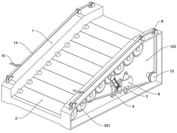 A ramp structure for barrier-free stairs in a library