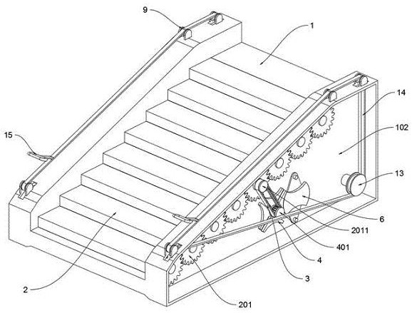 A ramp structure for barrier-free stairs in a library