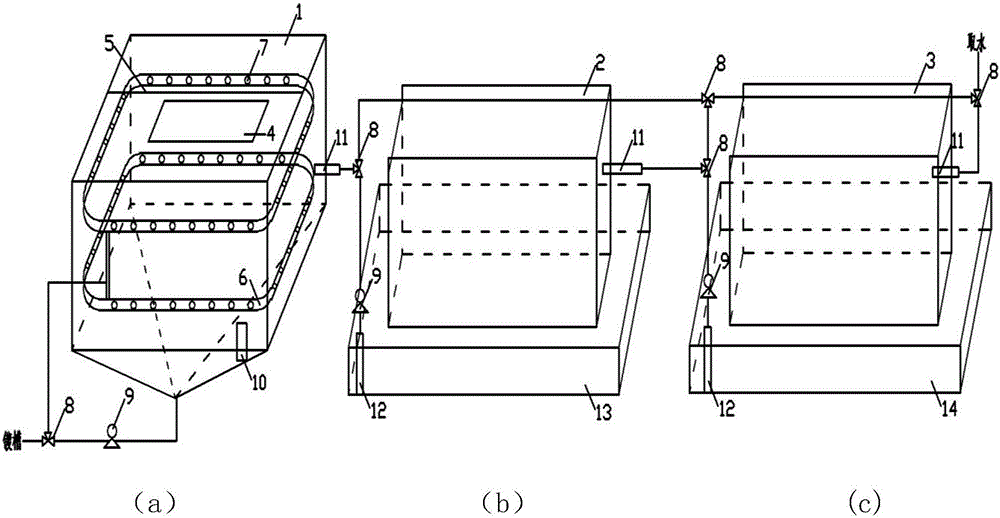 Treatment device and method for implementing total recycling of electroplating rinse water