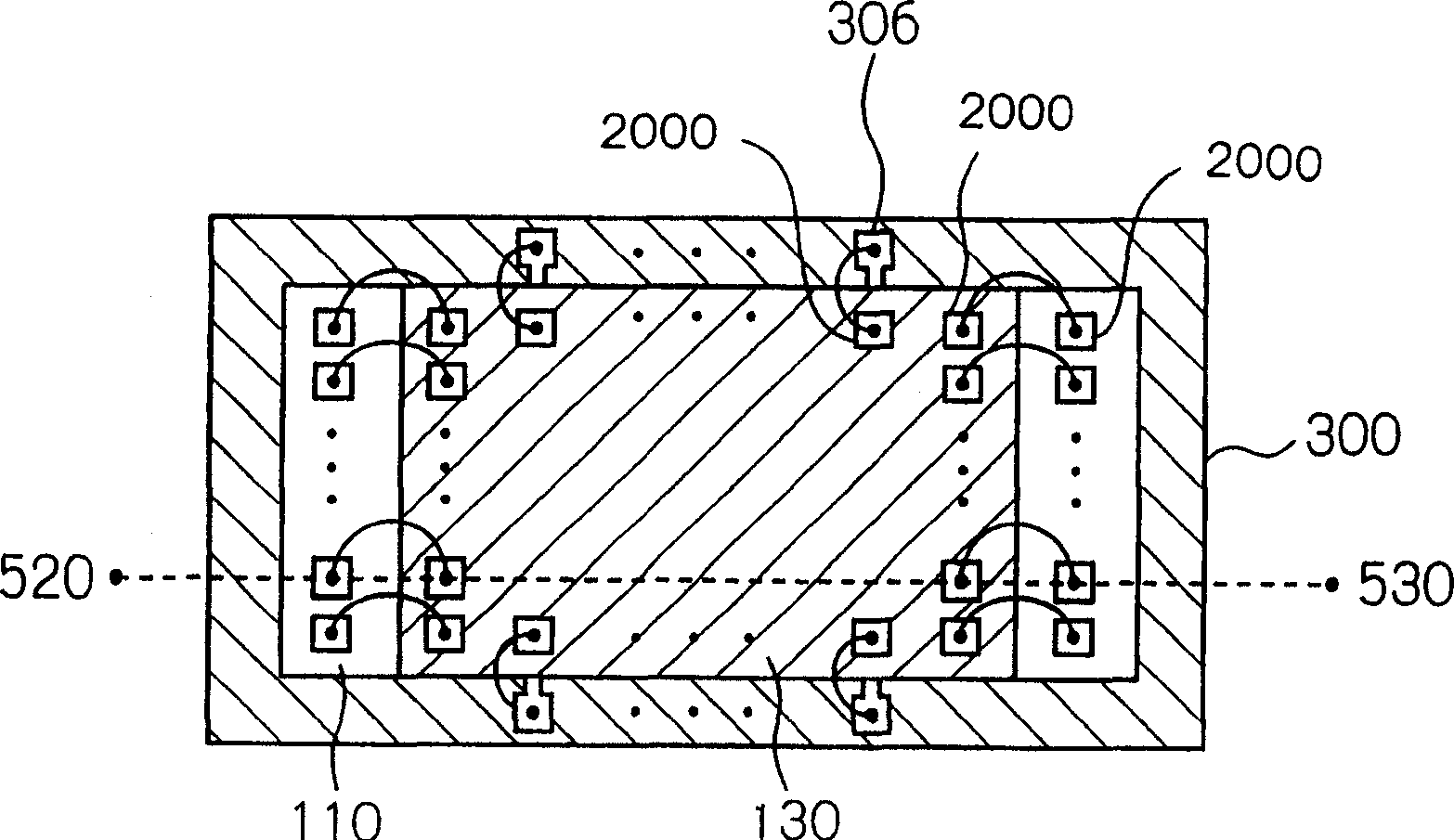 Semiconductor device capable of being connected to external terminals by wire bonding in stacked assembly