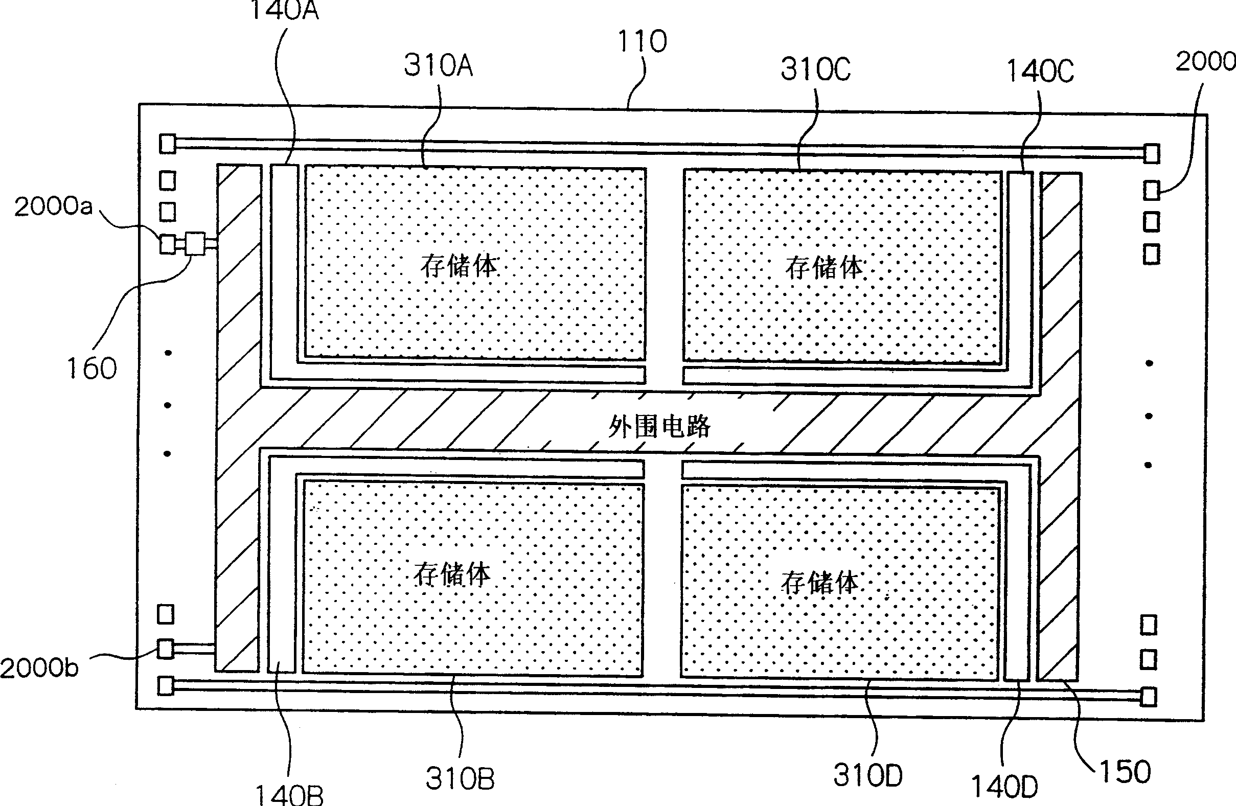 Semiconductor device capable of being connected to external terminals by wire bonding in stacked assembly