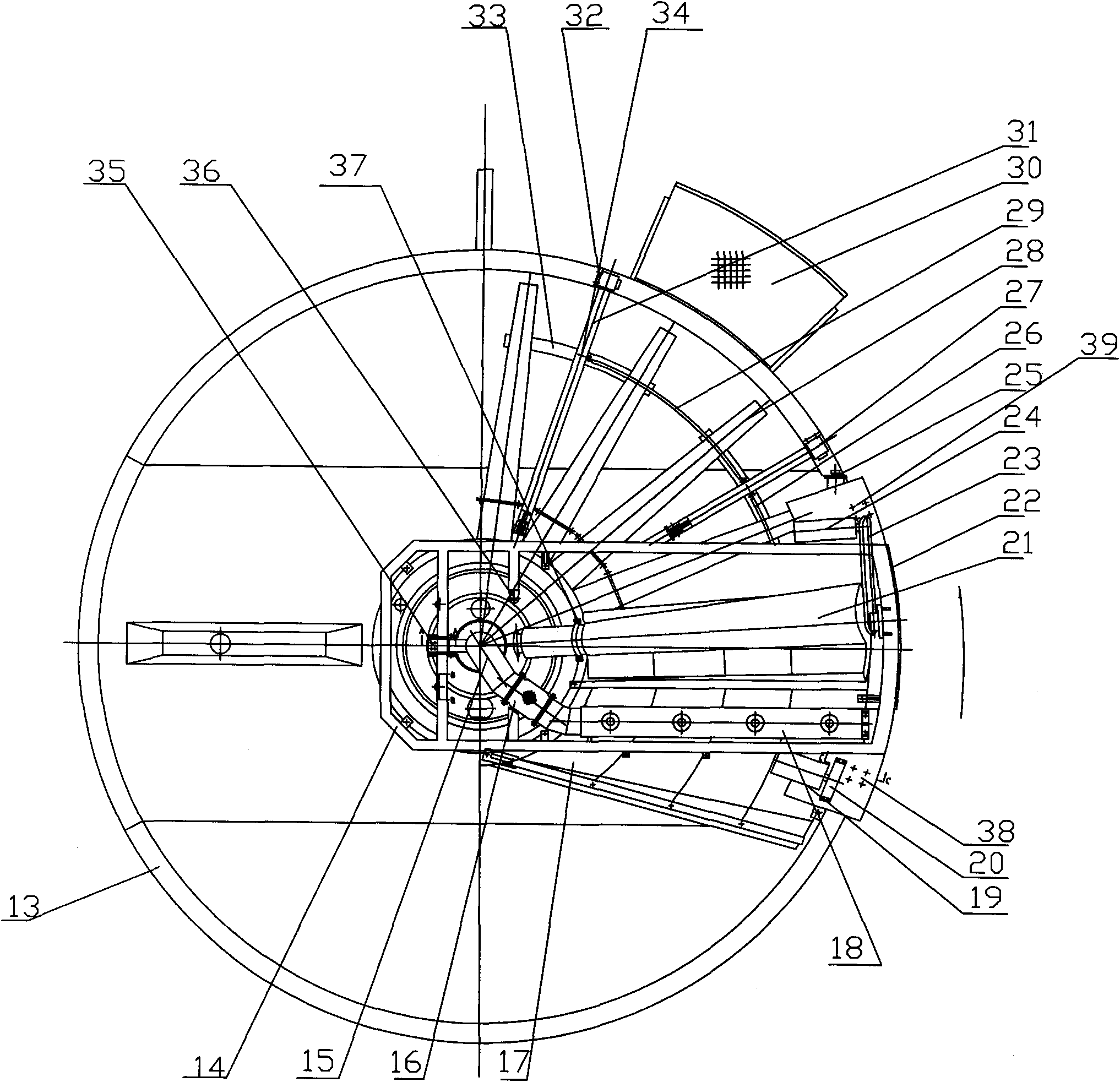 Transmission device of mud throwing spoon for shallow-tank air-floatation water purifier