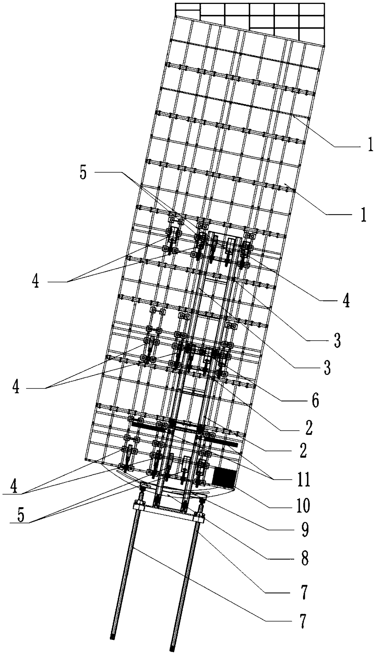 Angle-adjustable hydraulic inclined climbing framework