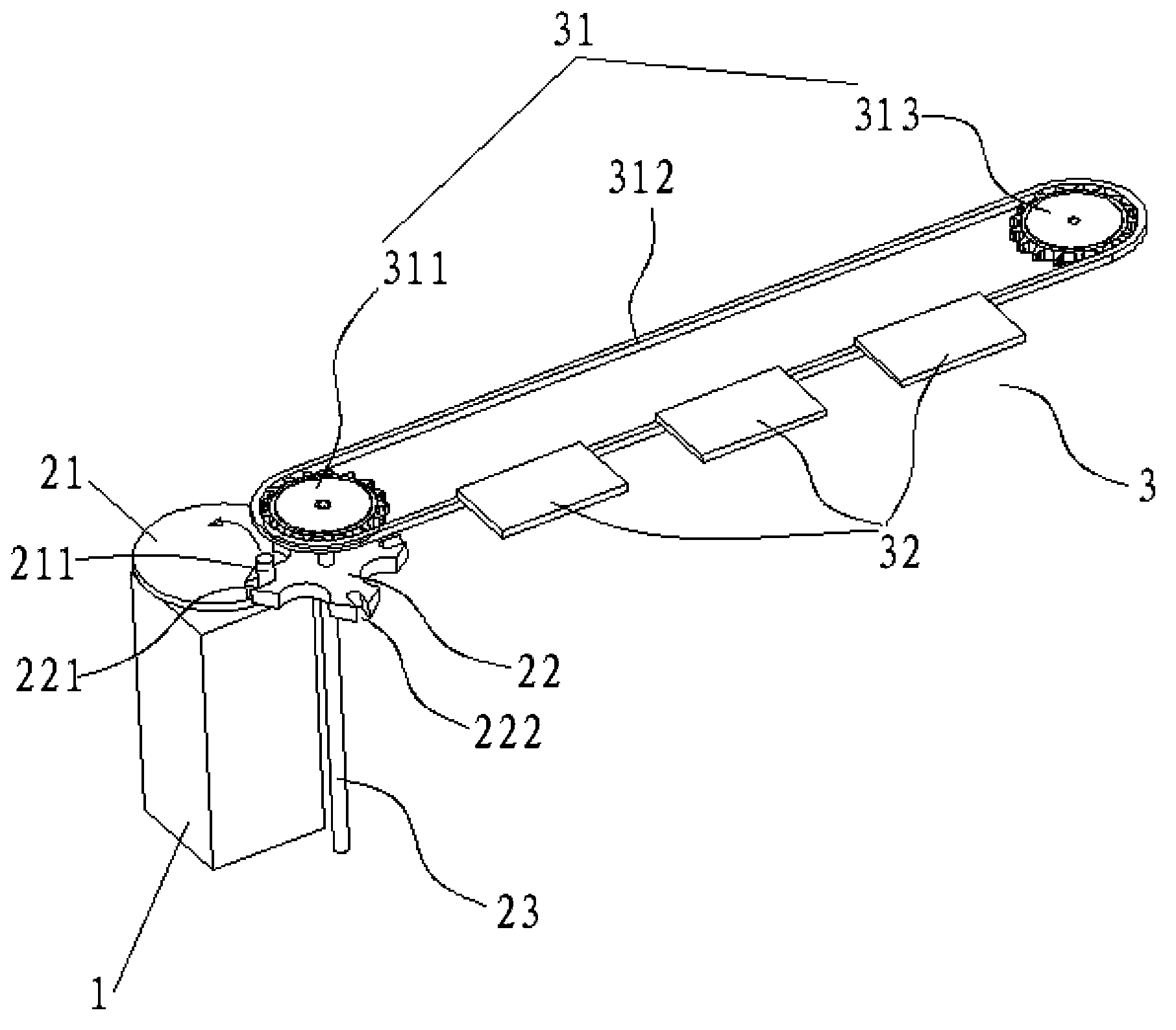Conveying system capable of realizing automatic positioning of material
