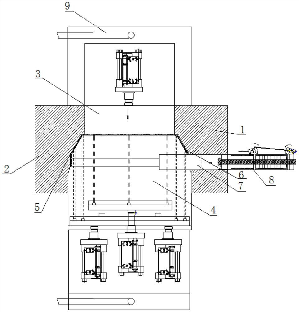 Thin-wall shielding cover die-casting die structure and die-casting method