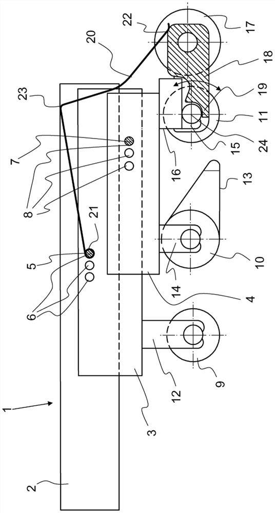 Load carrier and pressure spring for the upper roller of the drafting unit