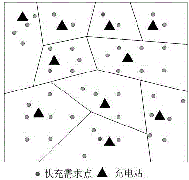 Charging station layout programming method based on V-graph and HS algorithm