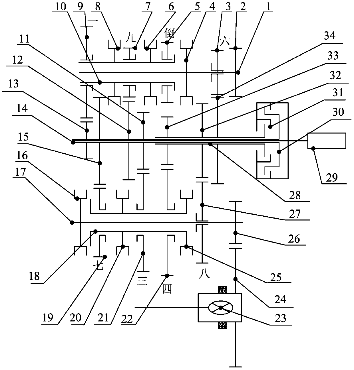 Multi-speed dual-clutch transmission and vehicle
