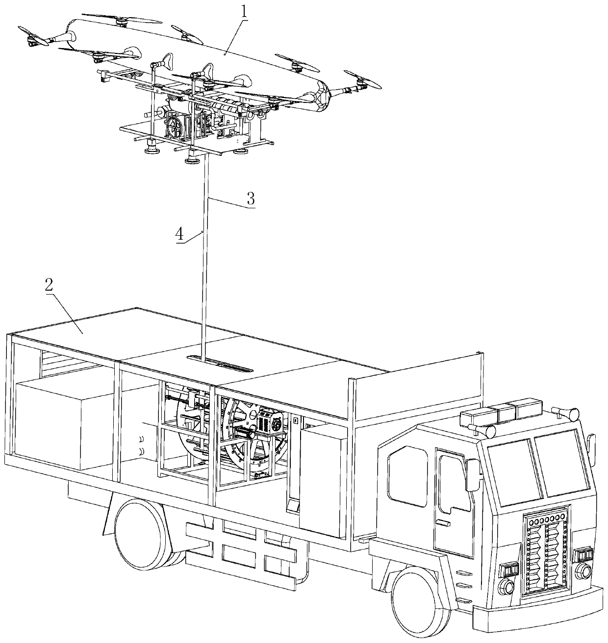 High-altitude mooring unmanned aerial vehicle firefighting rescue system and method