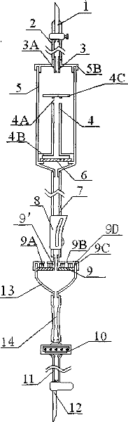 Automatic air exhaust and blood return preventing infusion apparatus