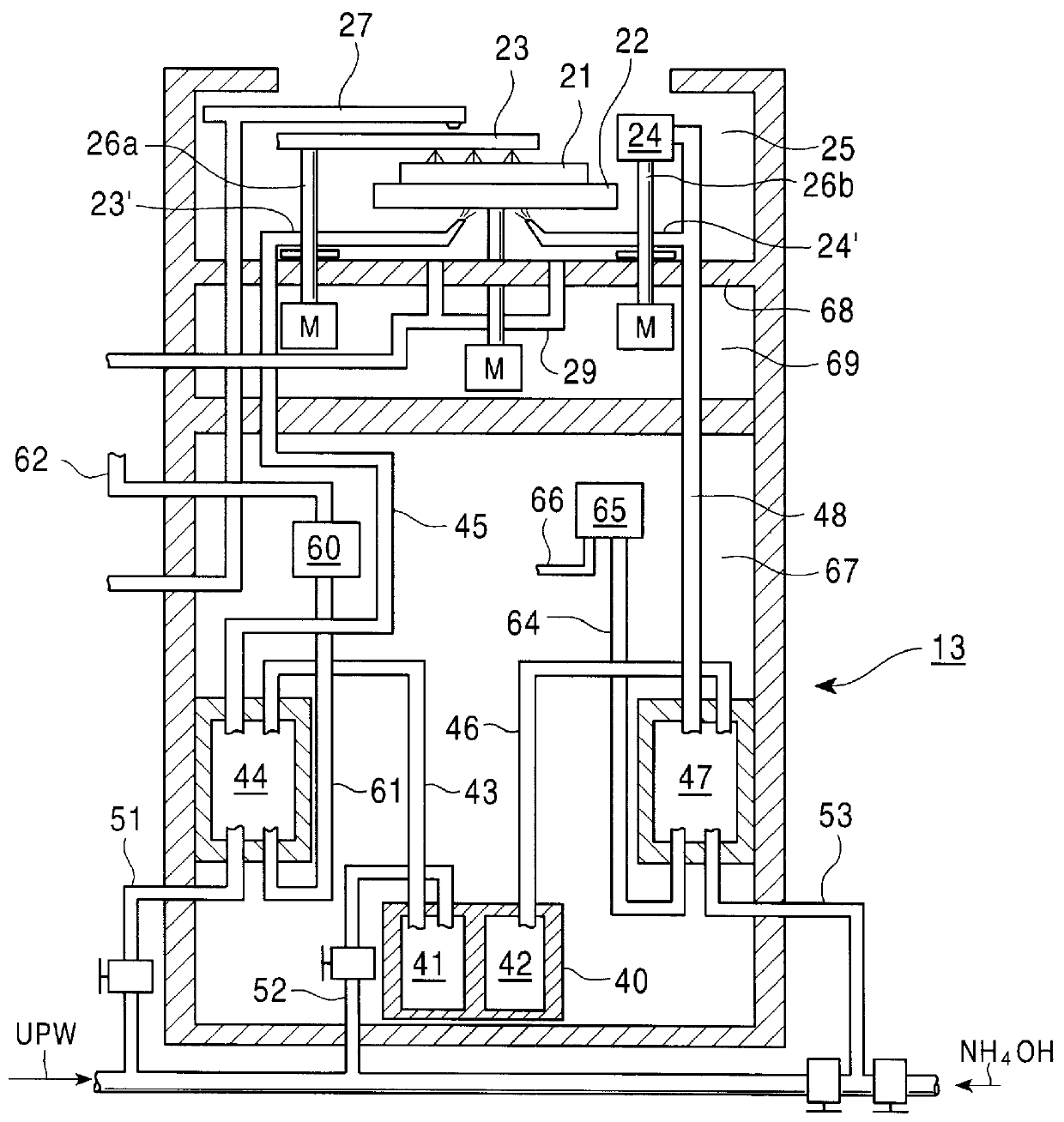 Apparatus for producing semiconductors and other devices and cleaning apparatus