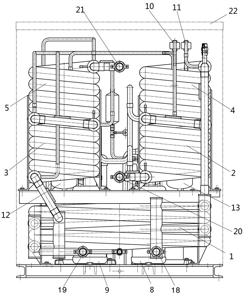 Water source heat pump hot water system for three-layer gradient utilization of waste water waste heat