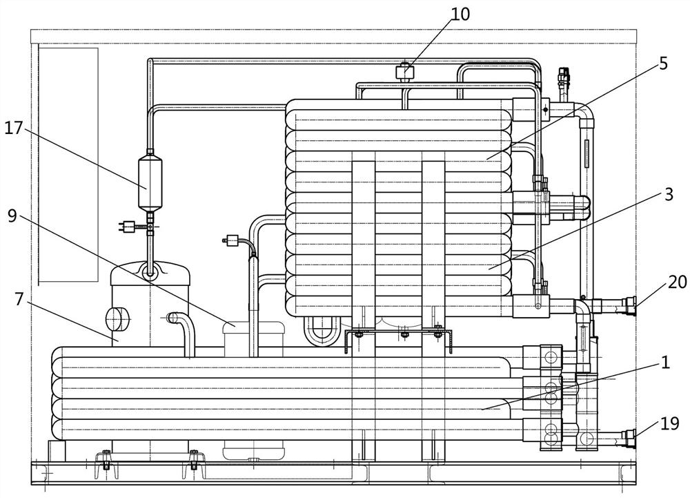 Water source heat pump hot water system for three-layer gradient utilization of waste water waste heat