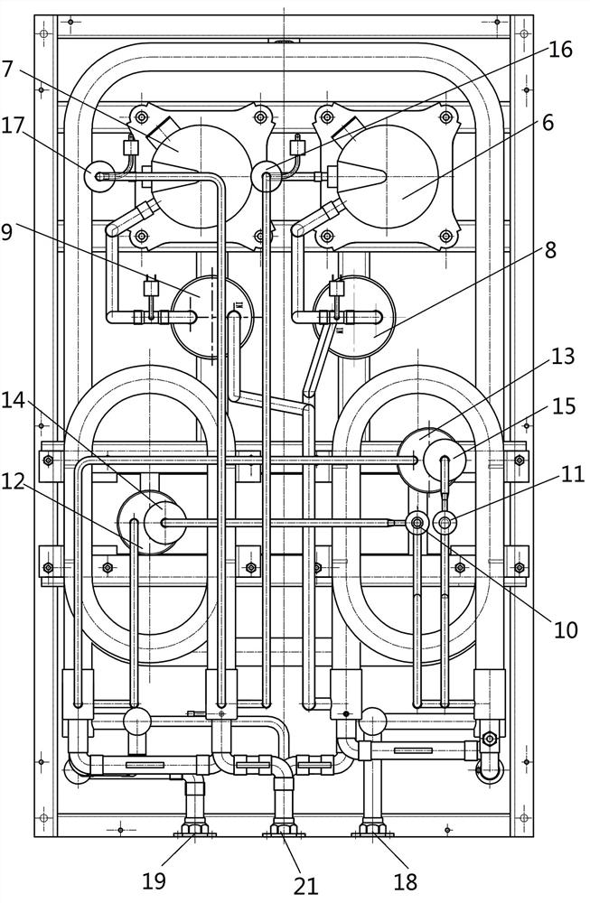 Water source heat pump hot water system for three-layer gradient utilization of waste water waste heat