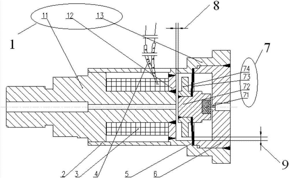 Frictionless proportional valve magnetic circuit structure