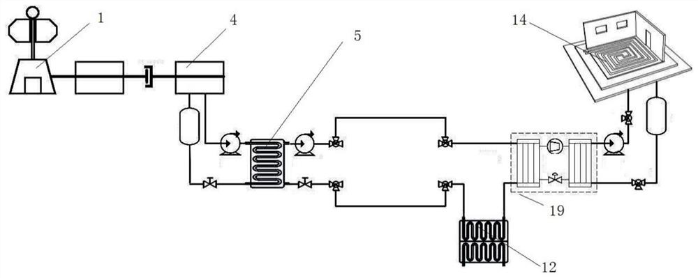 Seawater source heat pump heating device and its control method based on wind magnetic eddy current