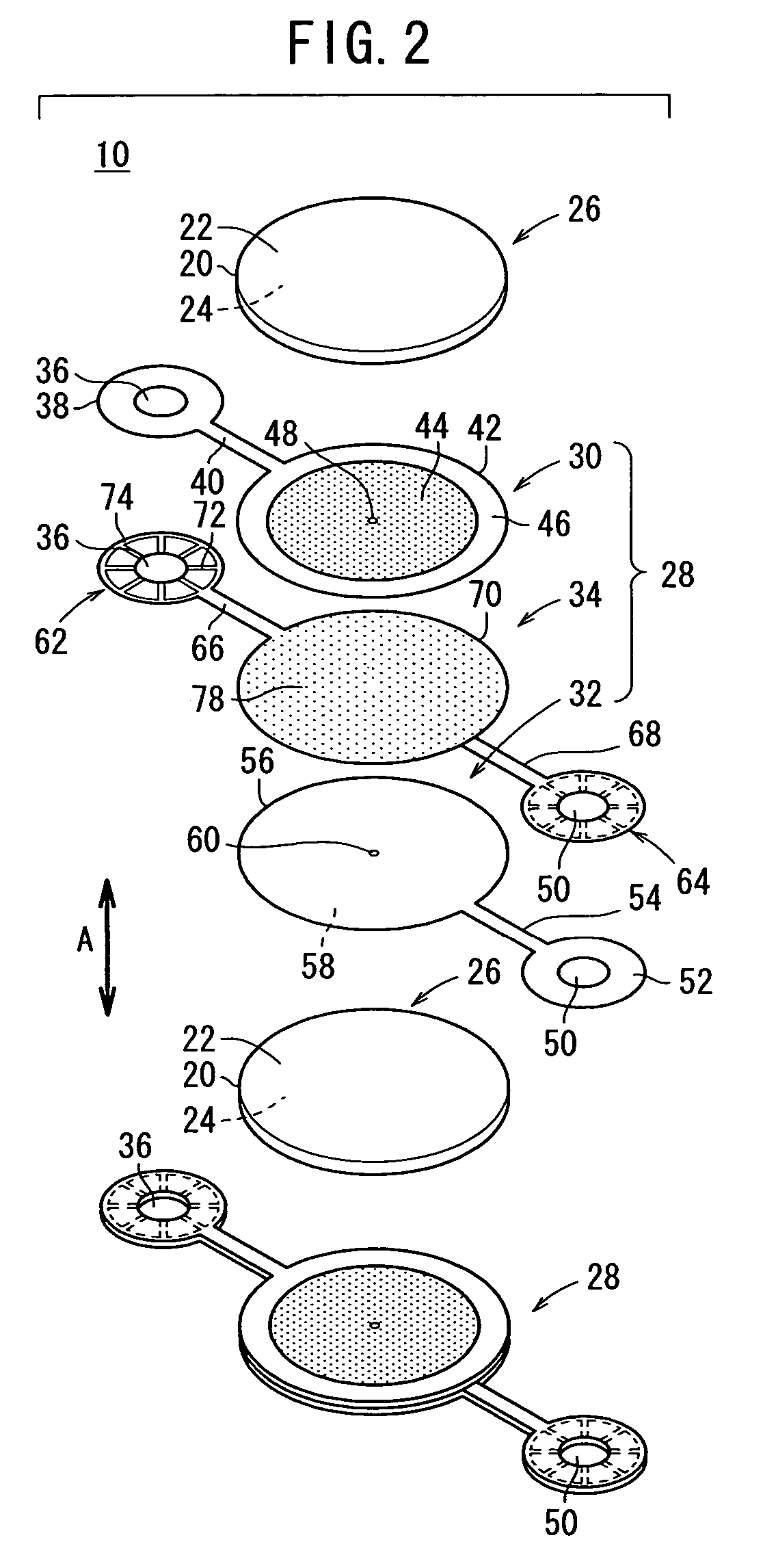 Fuel cell and fuel cell stack with pressure chambers